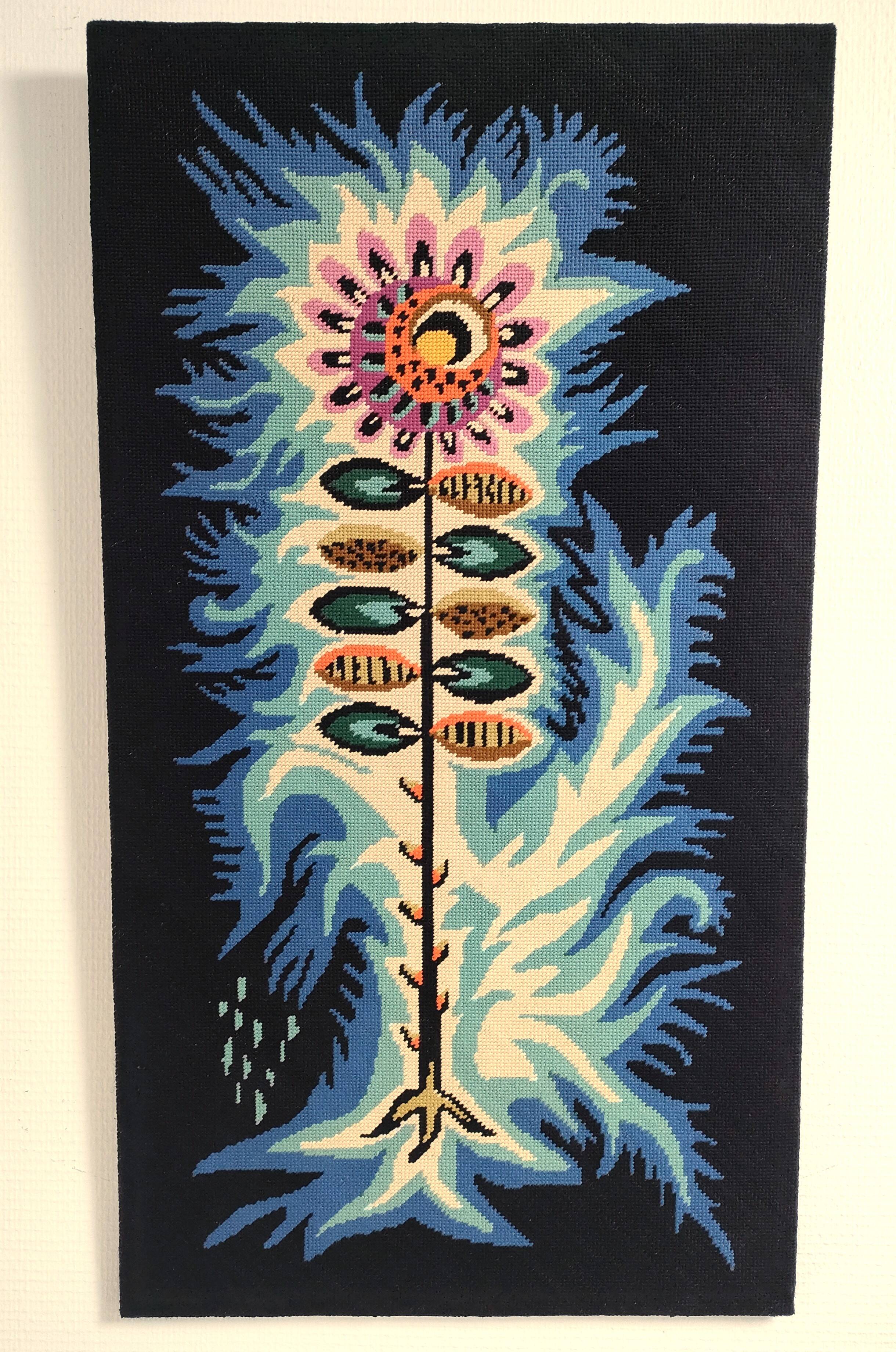 70s design flower tapestry