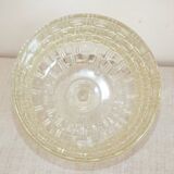 Butter or cheese bell in molded glass and wooden tray