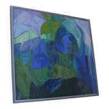‘Conversation in the rain’ Abstract Oil on Canvas Large Painting 1990s