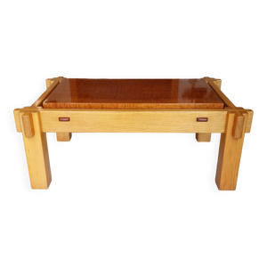 Table basse en orme massif - 1960