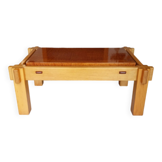 Solid elm coffee table from the 1960s