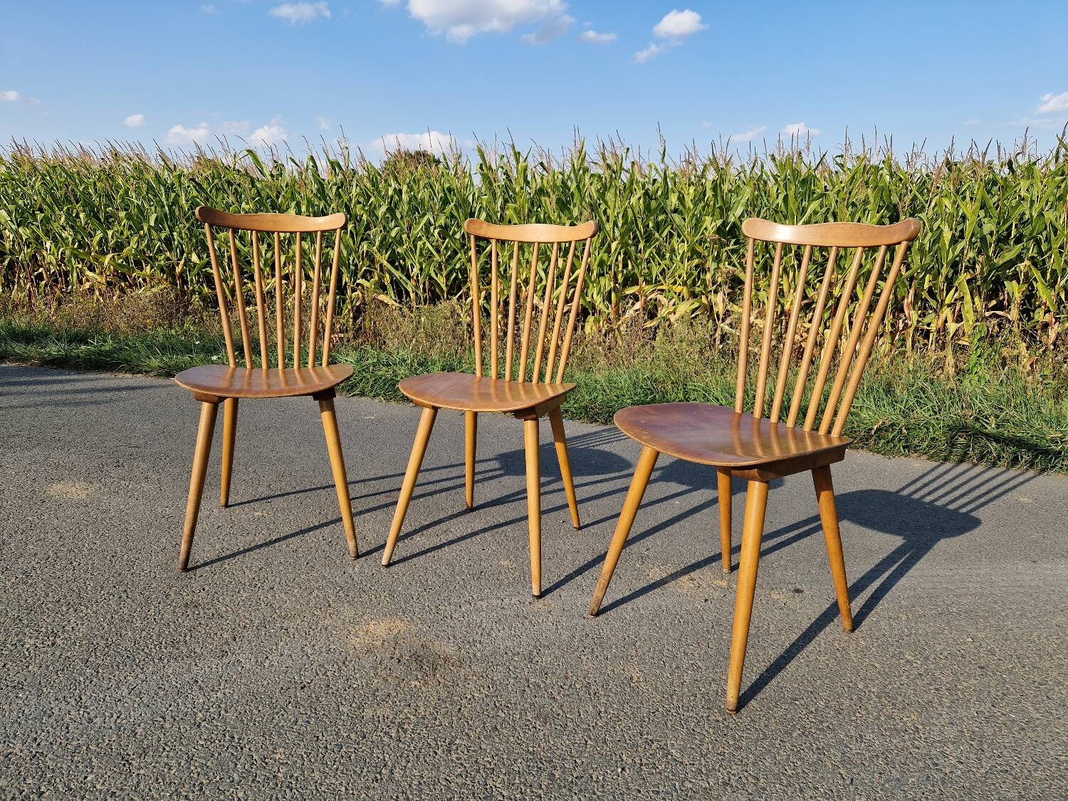 Set of 3 Baumann bistro chairs, Menuet model