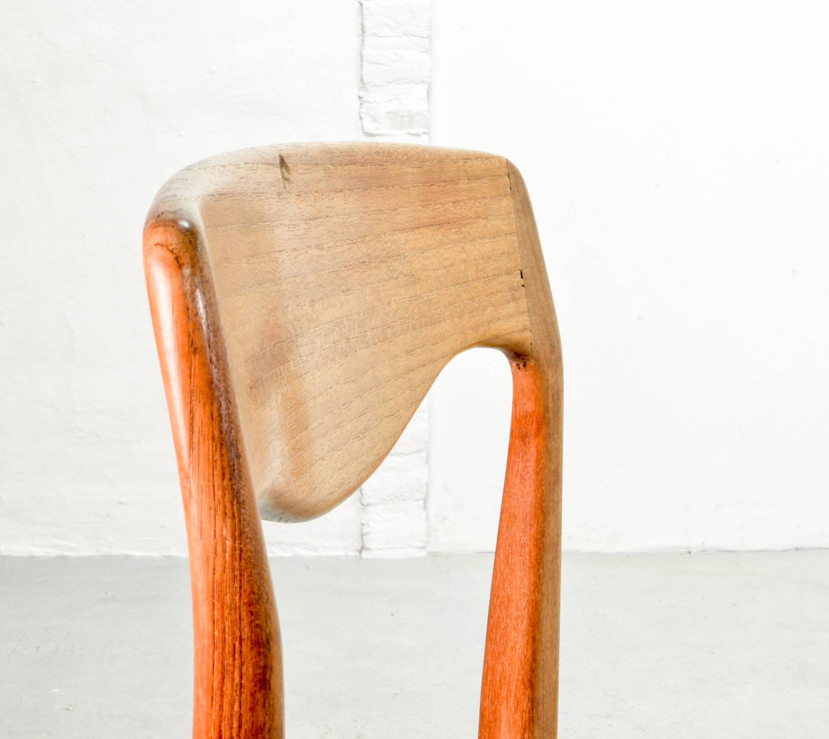 Niels Otto Moller Style Solid Teak Wood Dining Chairs with Leatherette 50s