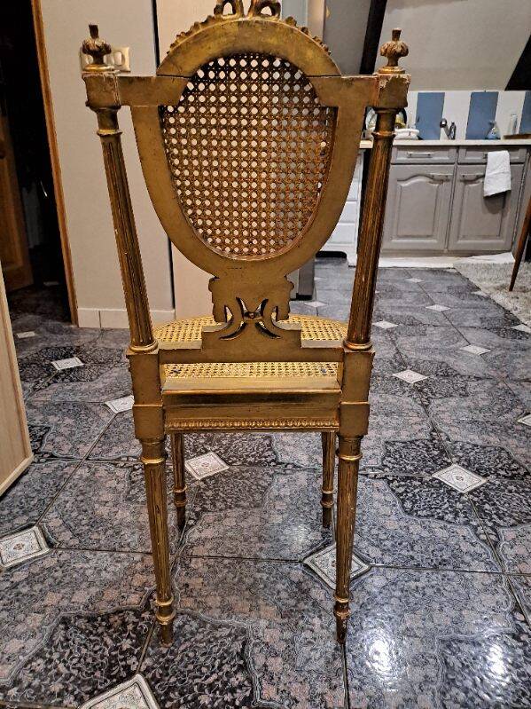 Napoleon III chair in gilded wood, Louis XVI style