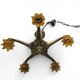 5 arms Art Deco / Art Nouveau / brass hanging lamp / Hand blown floral shades