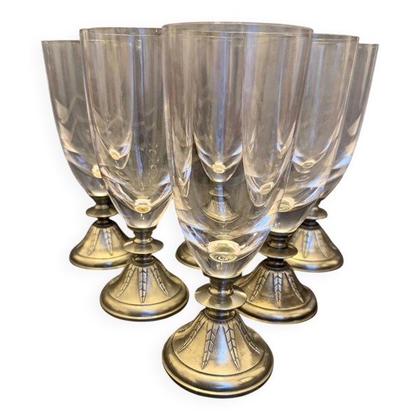 Ensemble de 6 flûtes à champagne en cristal