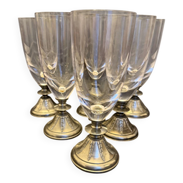 Ensemble de 6 flûtes à champagne en cristal