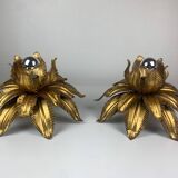 Paire de plafonniers florentins en laiton de style Hollywood Regency par Hans Kogl, années 1960