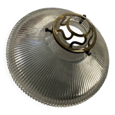 Suspension in holophane striated glass and brass support - art-deco period