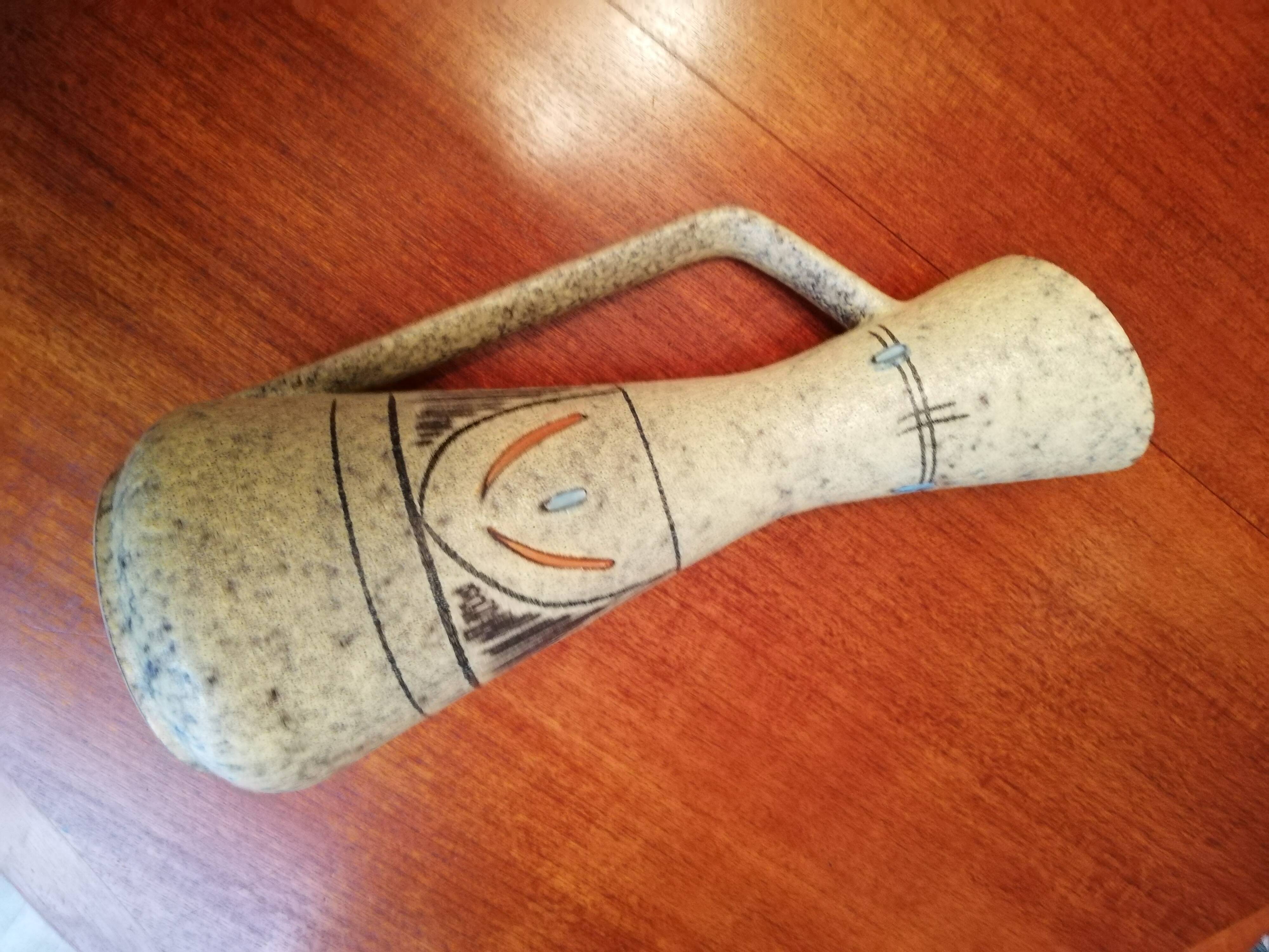 Large ceramic pitcher vase signed Foreign Height 50 cm