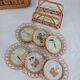 Set of 6 butterfly wicker coasters