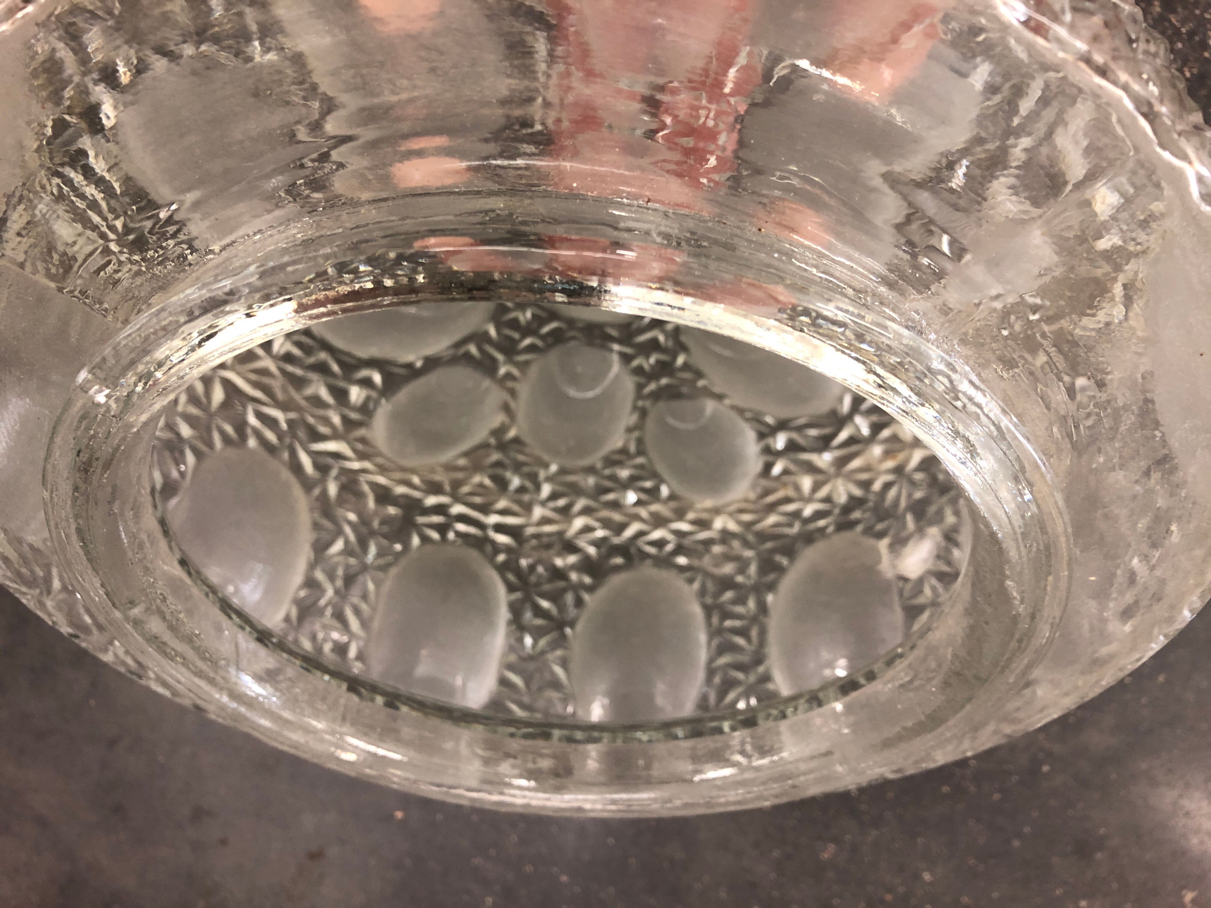 Glass ceiling lamp in moulded glass around 1960