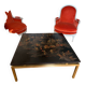 Important Coffee Table with a Lacquered Wood Panel from the 19th Century