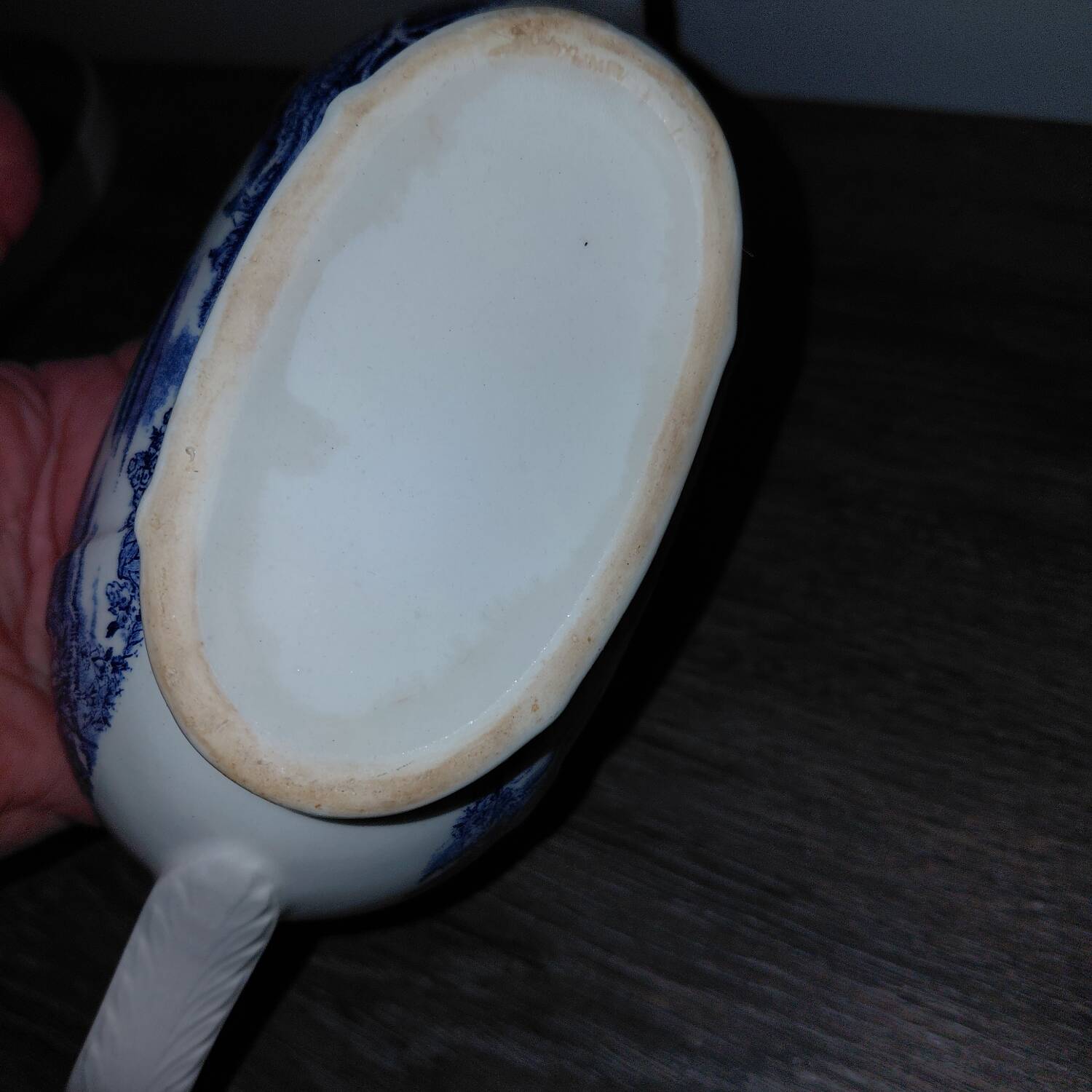 Porcelaine Lunéville- saucière paysage bleu