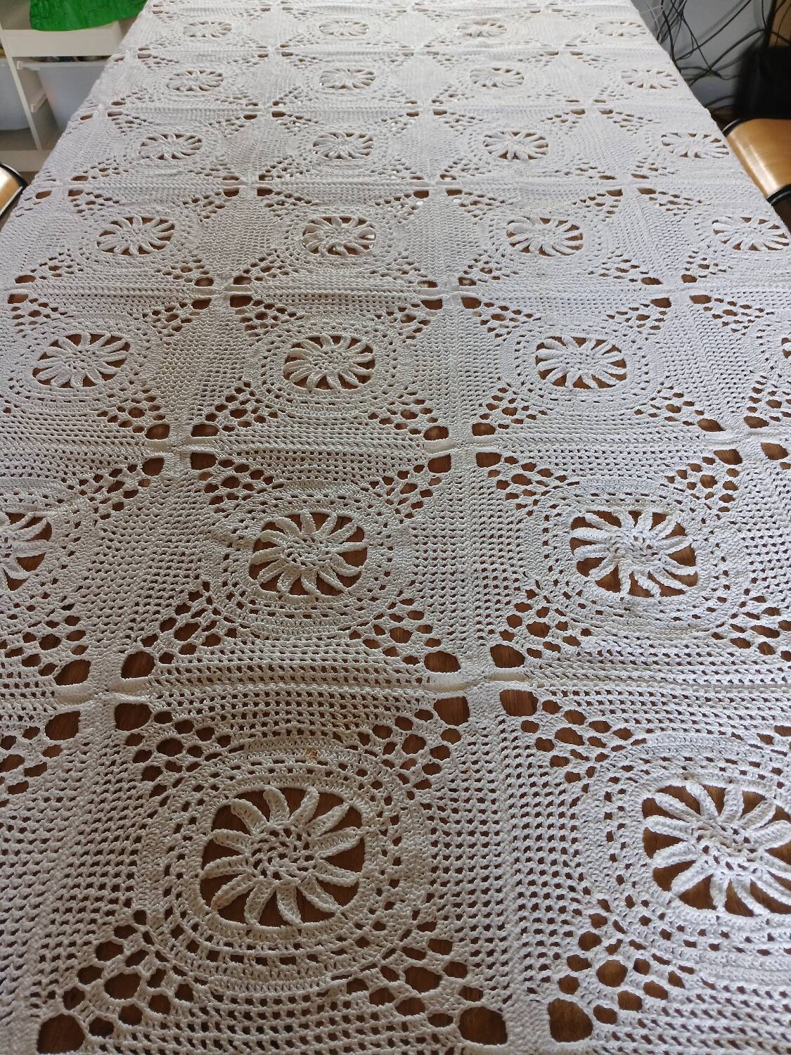 Dessus de lit ancien en crochet fait main