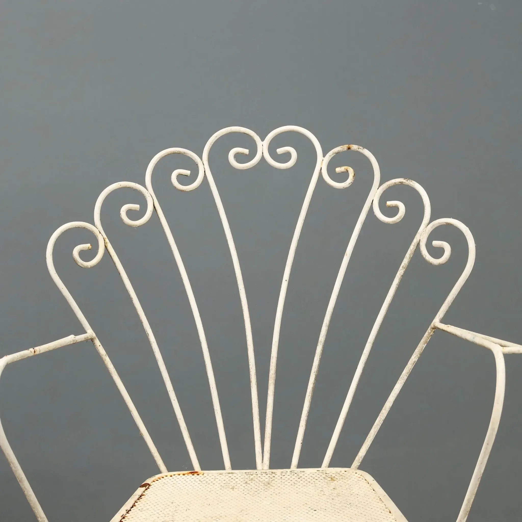 Vintage white lacquered iron garden chairs, Italy, 1950s