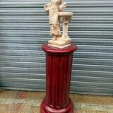 Old large Sarreguemines ceramic pedestal column