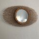 Vintage oval rattan sun mirror 1960 - 52 x 30 cm
