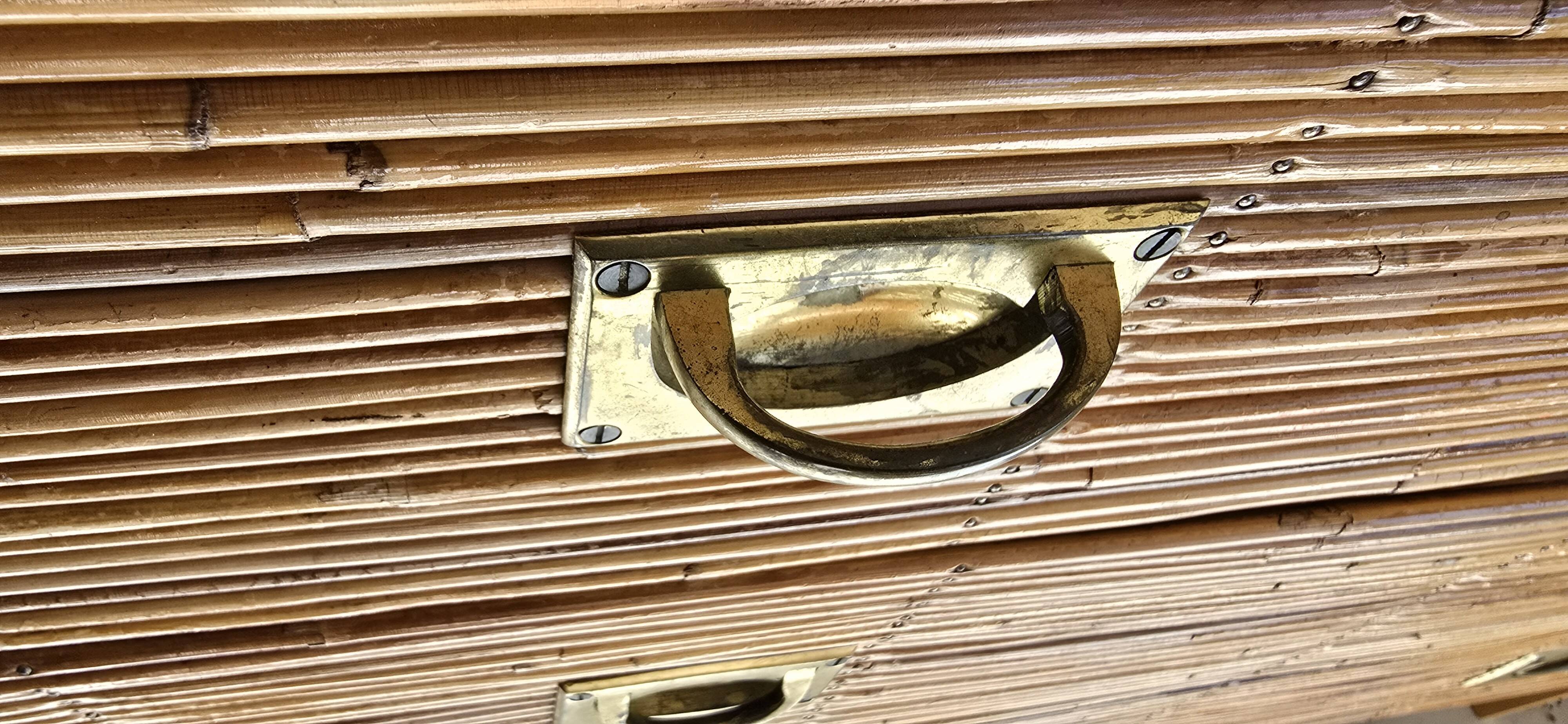 Small chest of drawers in bamboo and rattan.