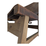 Set of 5 Spanish Leather and Oak Chairs