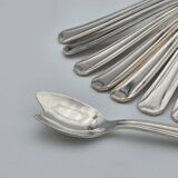 Set of twelve silver-plated metal spoons for oysters or sorbets