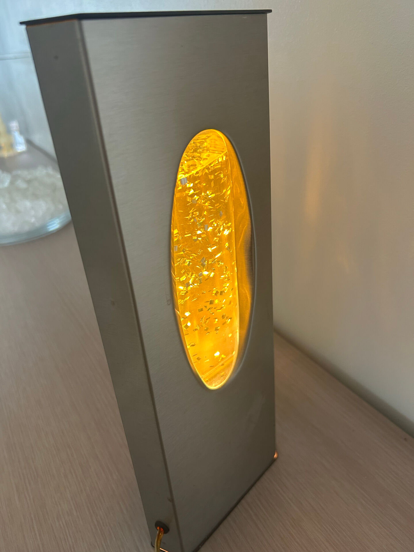 Vintage Space Age glitter lamp brushed aluminium year