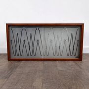 Small glass-fronted wall cabinet in teak with drawers, Denmark, 1960.