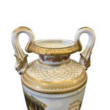 Pair of painted porcelain vases antique scenes