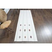 1970s Vintage Turkish Handmade Wool & Cotton Beige Runner Rug 76x228
