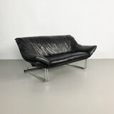 Postmodern leather and chrome sofa, c.1970