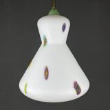 Mid-century Murano opaline glass pendant lamp by Stilnovo, 1950s.