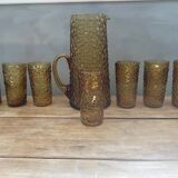 Orangeade service, carafe and seventies glasses