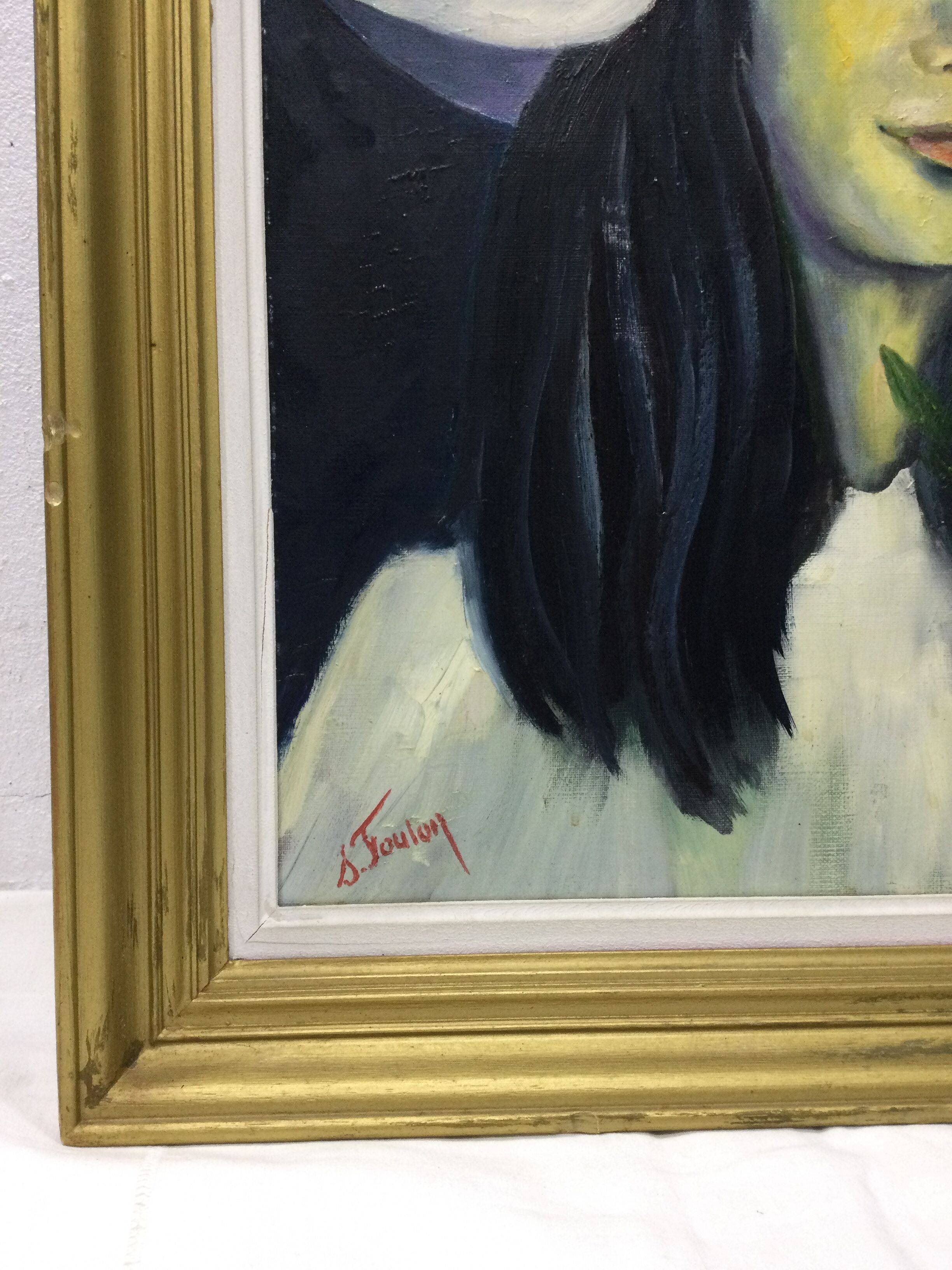 S.foulon - Oil on canvas framed, Woman in hat