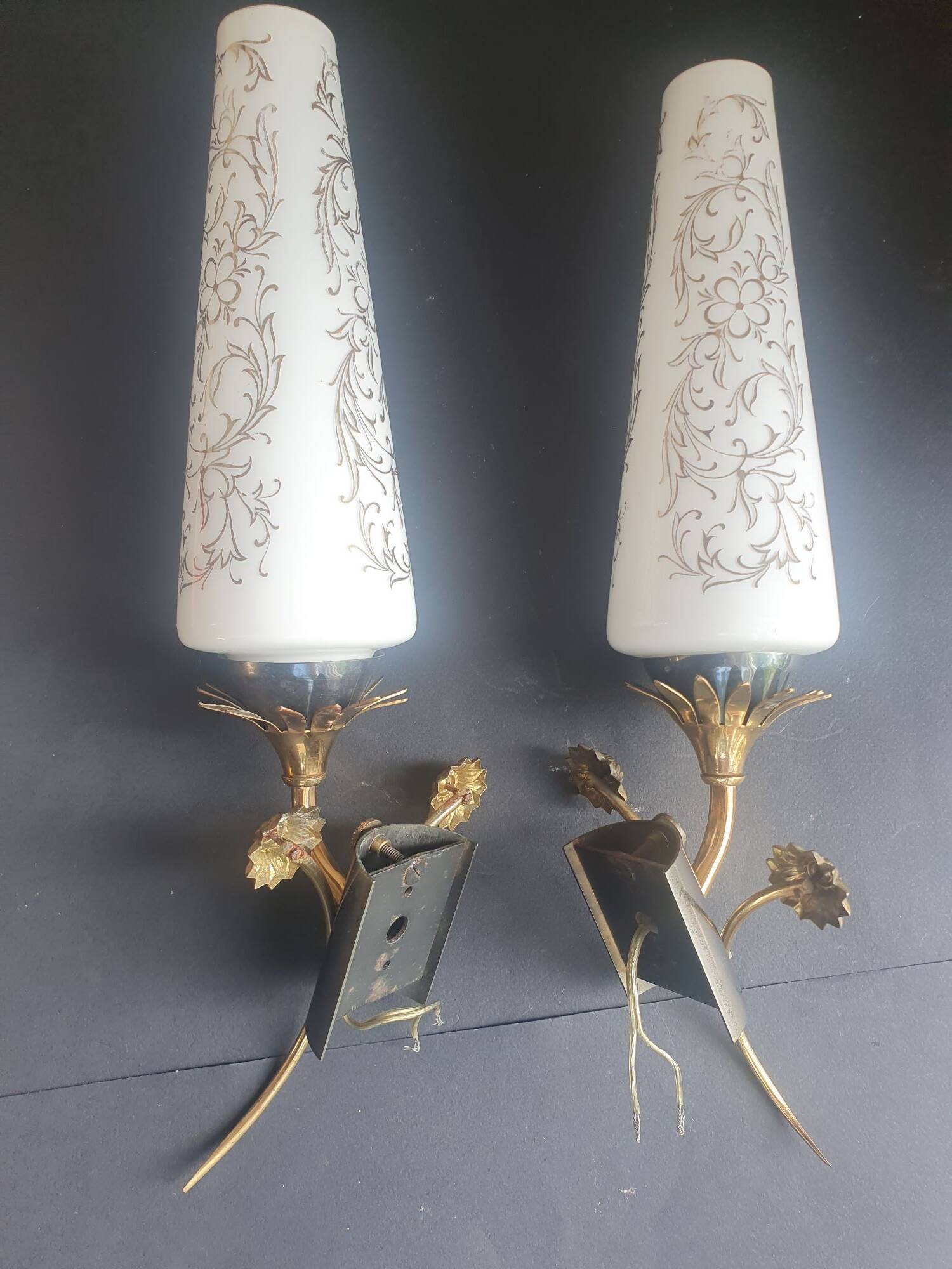 Pair of Art Deco wall sconces from the 1960s.