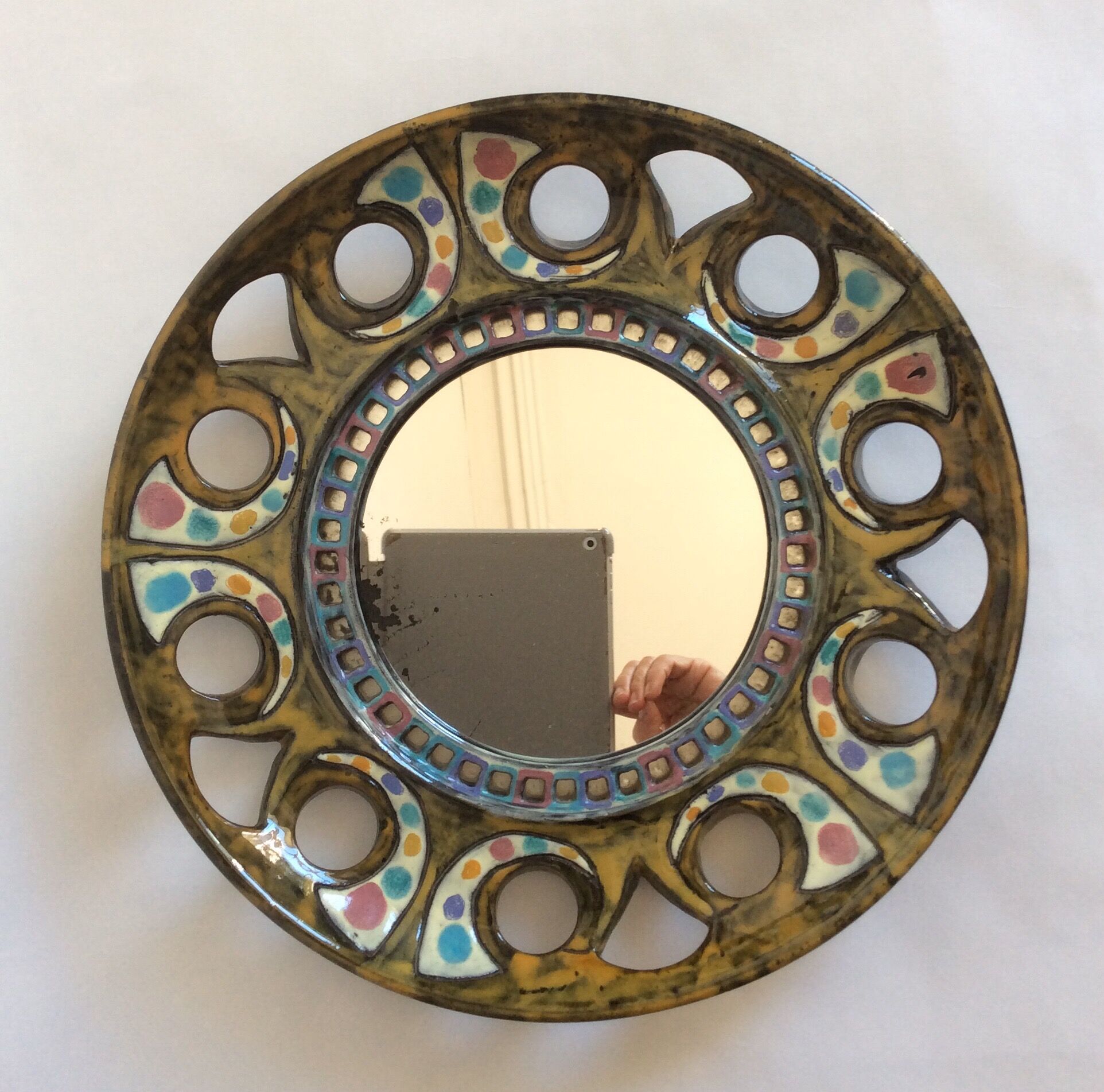 Ceramic mirror from the 1960s 32cm