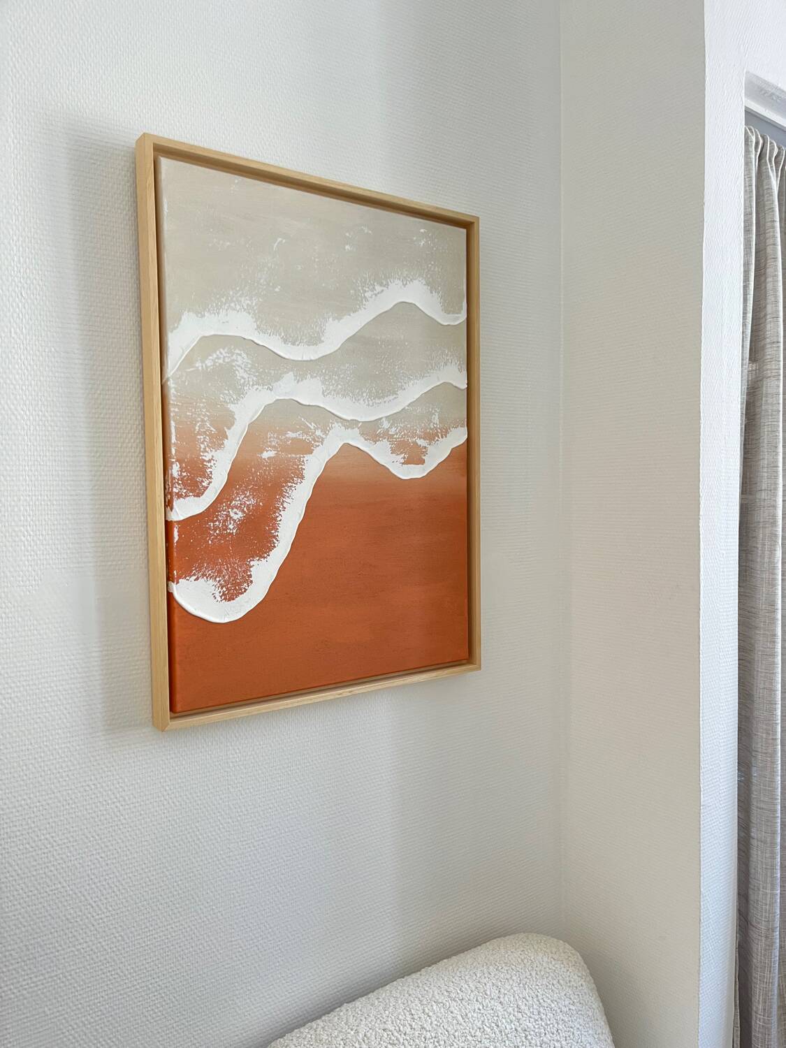 Terracotta and beige relief wave painting