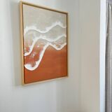 Terracotta and beige relief wave painting