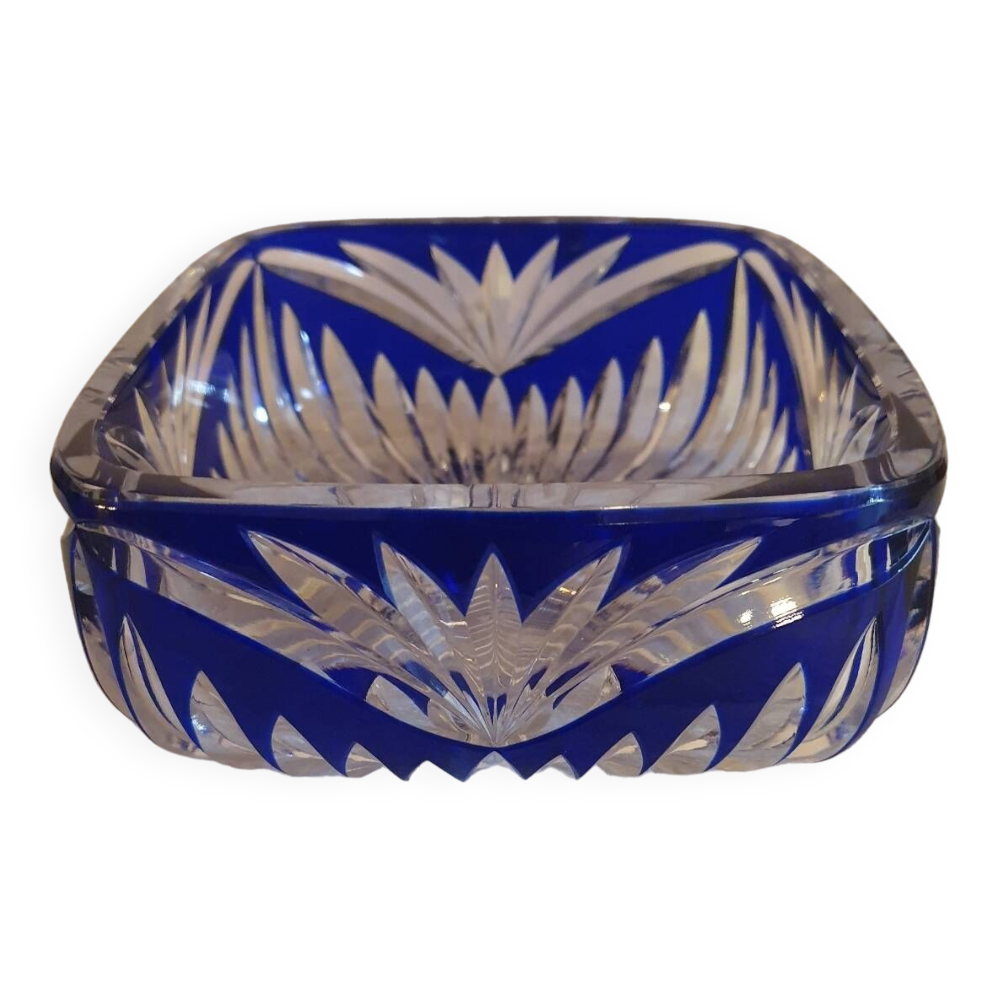 Vintage blue bohemian crystal pocket empty cup