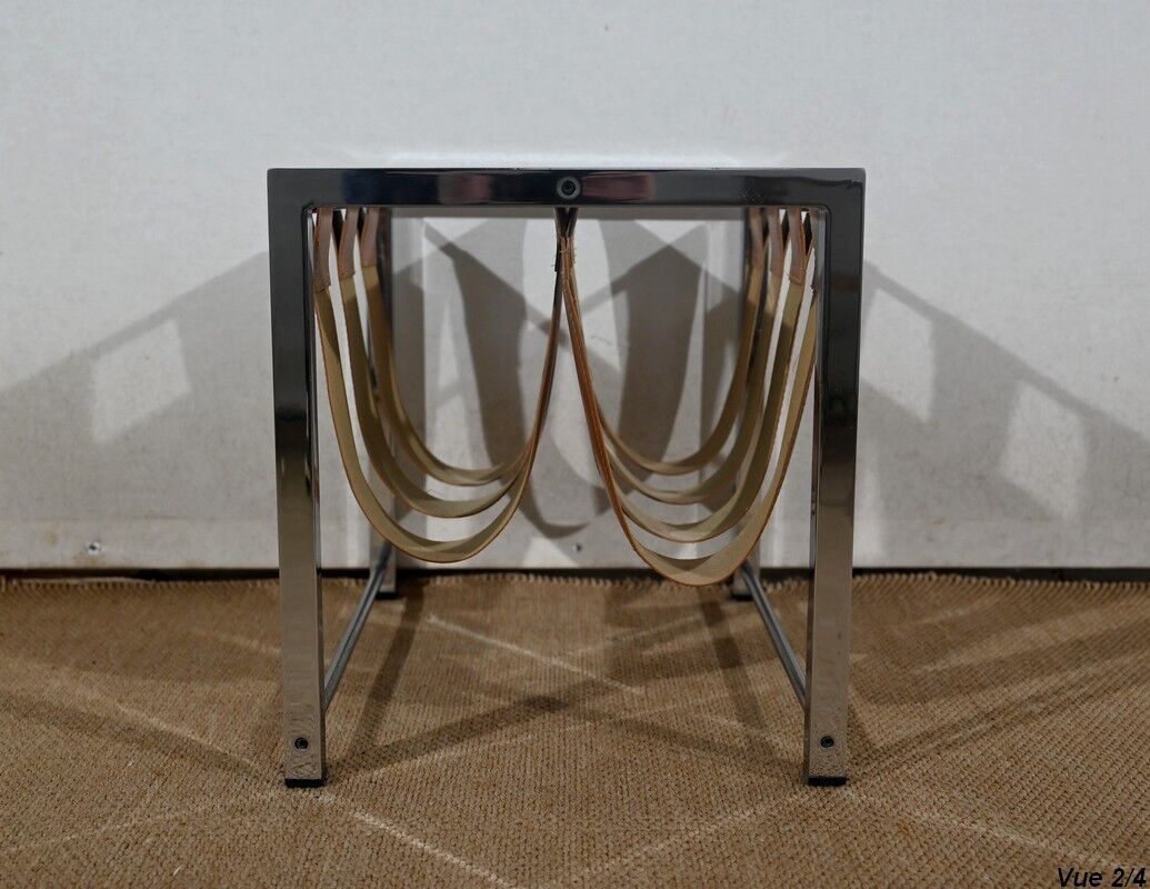 Leather and Chrome Magazine Holders "Novatrend" - XXth