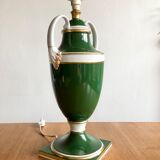 Green and gold ceramic amphora lamp foot