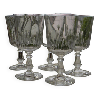 Set of 5 old crystal water glasses