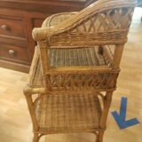 Bamboo and rattan corner shelf circa 1975