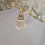 Holophane glass and brass suspension