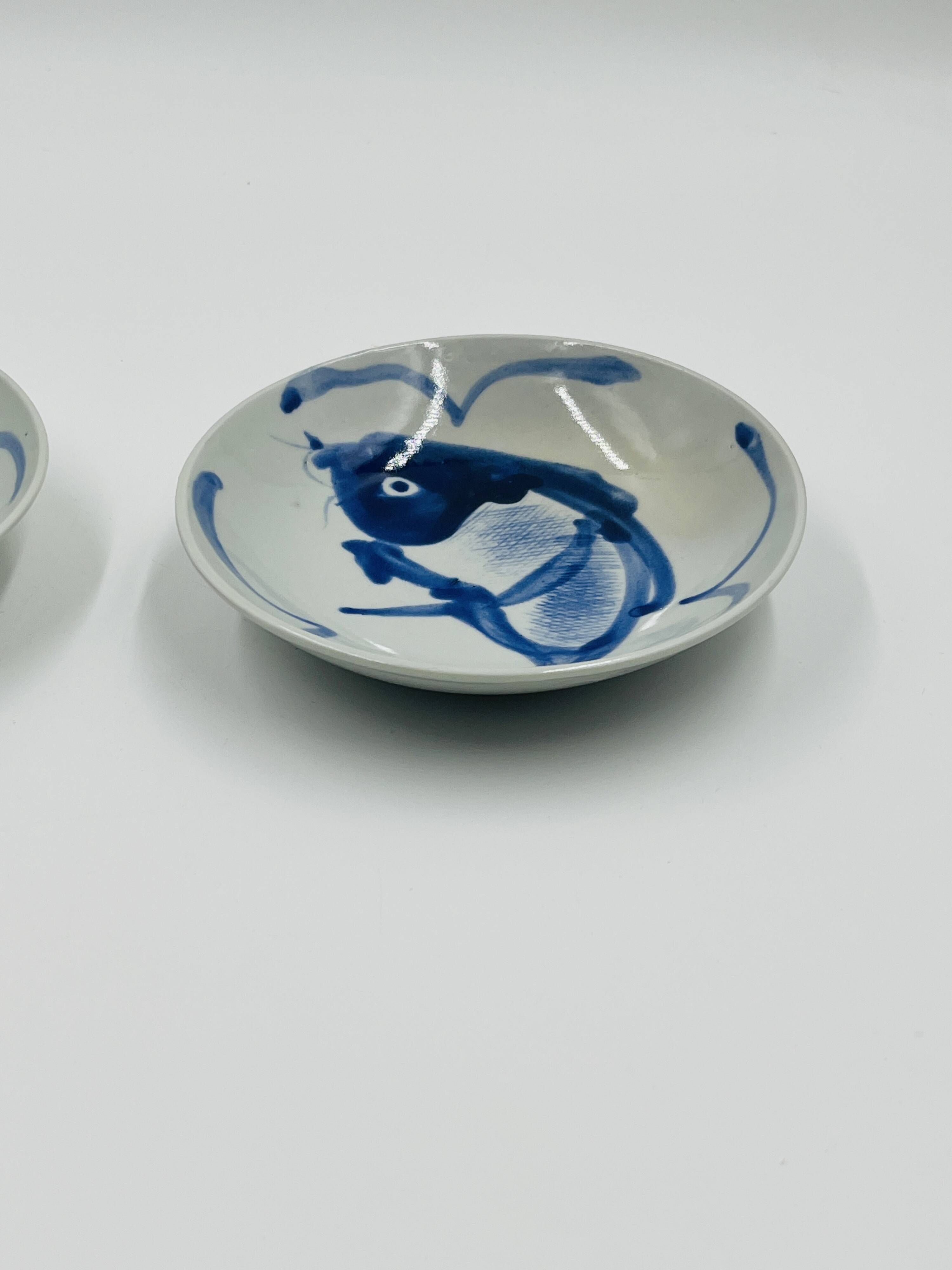 Lot of 2 Vintage Koi Carp Plates
