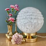 Vintage Art Deco globe table lamp in white Clichy glass