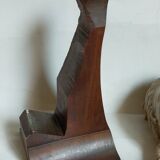 Bust of a woman "the elegant"XIXth in painted plaster signed on its solid wood base
