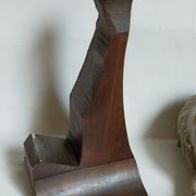 Bust of a woman "the elegant"XIXth in painted plaster signed on its solid wood base