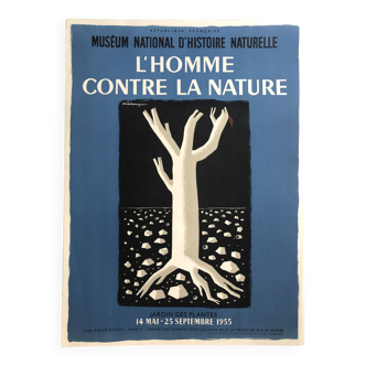 Man against nature / Natural History Museum, 1954. Original Mourlot poster imp.