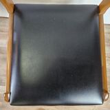 Ensemble de quatre chaises en hêtre et cuir