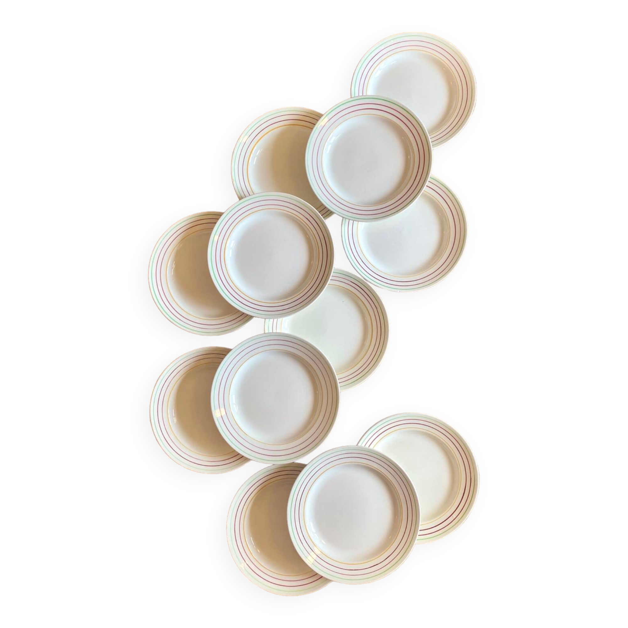 Set of 12 vintage flat plates, Jeannio de Gien model